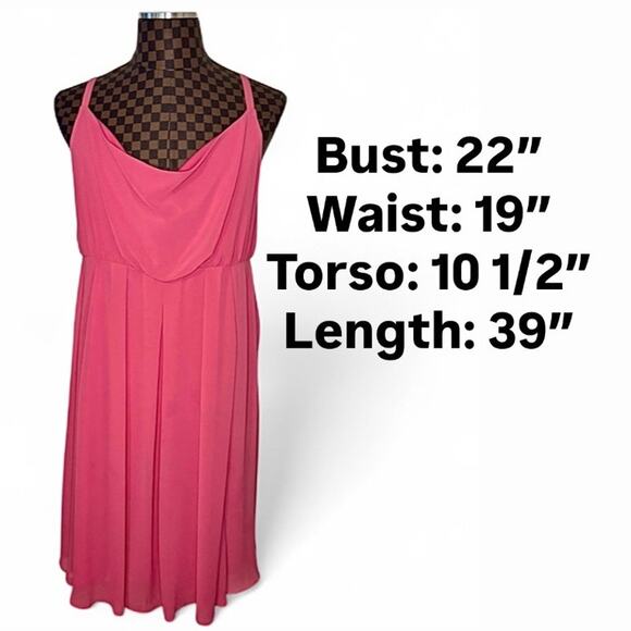 Torrid Pink Dress Size 1 Blouson Grecian Barbiecore Goddess Spaghetti Strap - Picture 9 of 9